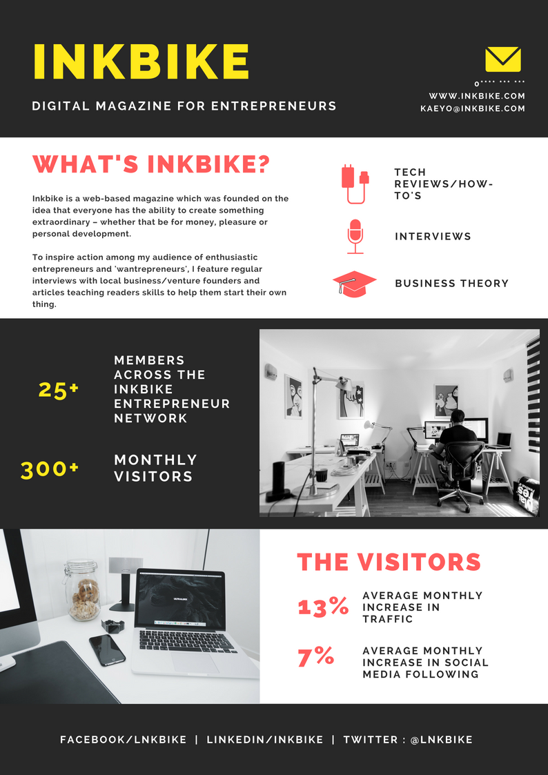 An infographic-style media pack for Inkbike